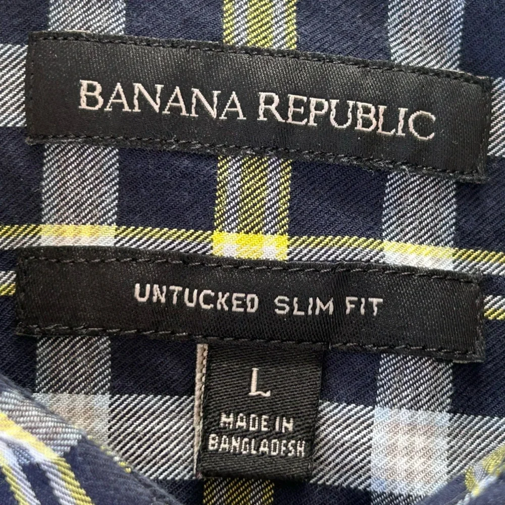Banana Republic Men’s Intucked Slim Fit Button‎ Up Shirt Plaid Size Large